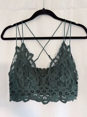 Free People Lace Bralette Dark Emerald Teal Size L/XL